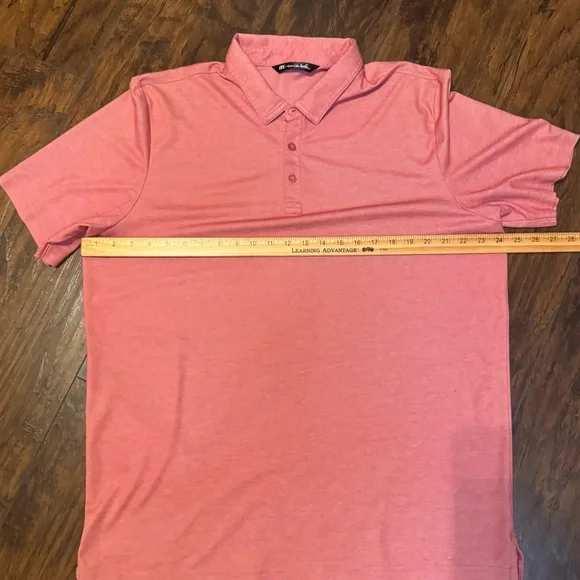 Travis Mathew Men's Size 2XL Red Heathered Short Sleeve Golf Polo Shirt Logo - Picture 6 of 11